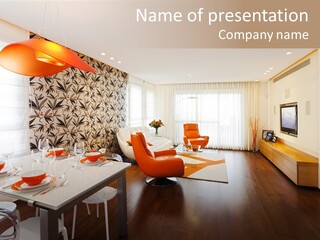 Domestic Room Living Room Home Improvement PowerPoint Template