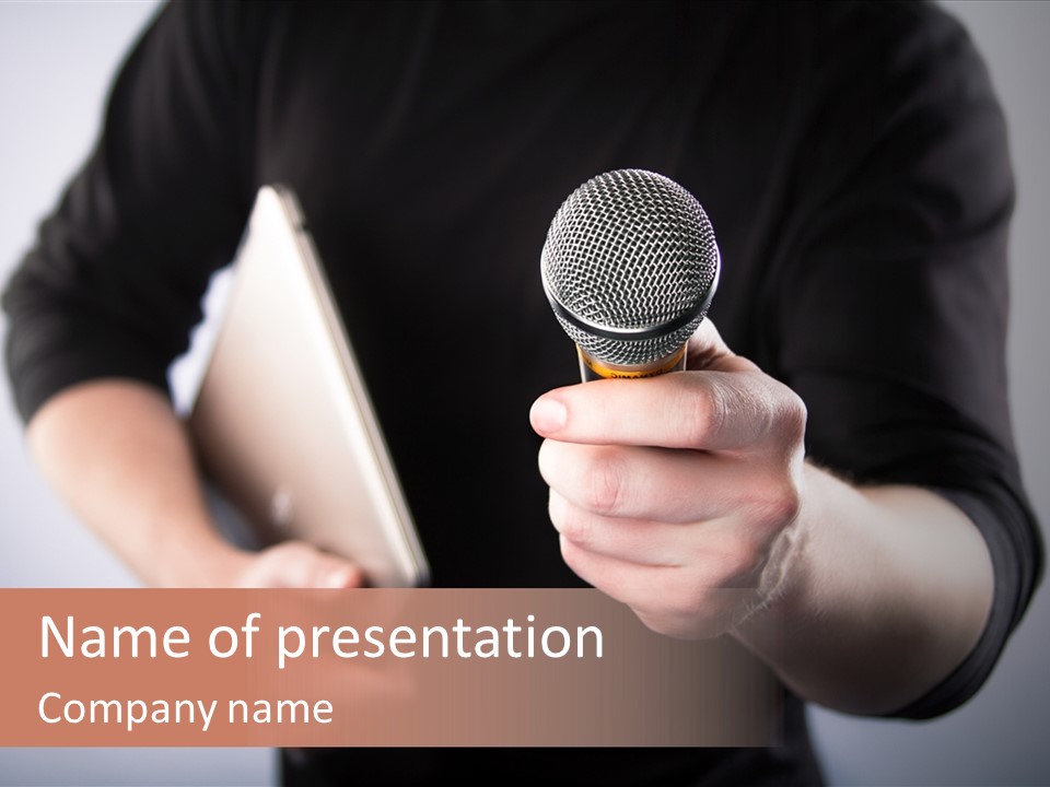 Reportage Microphone Business PowerPoint Template