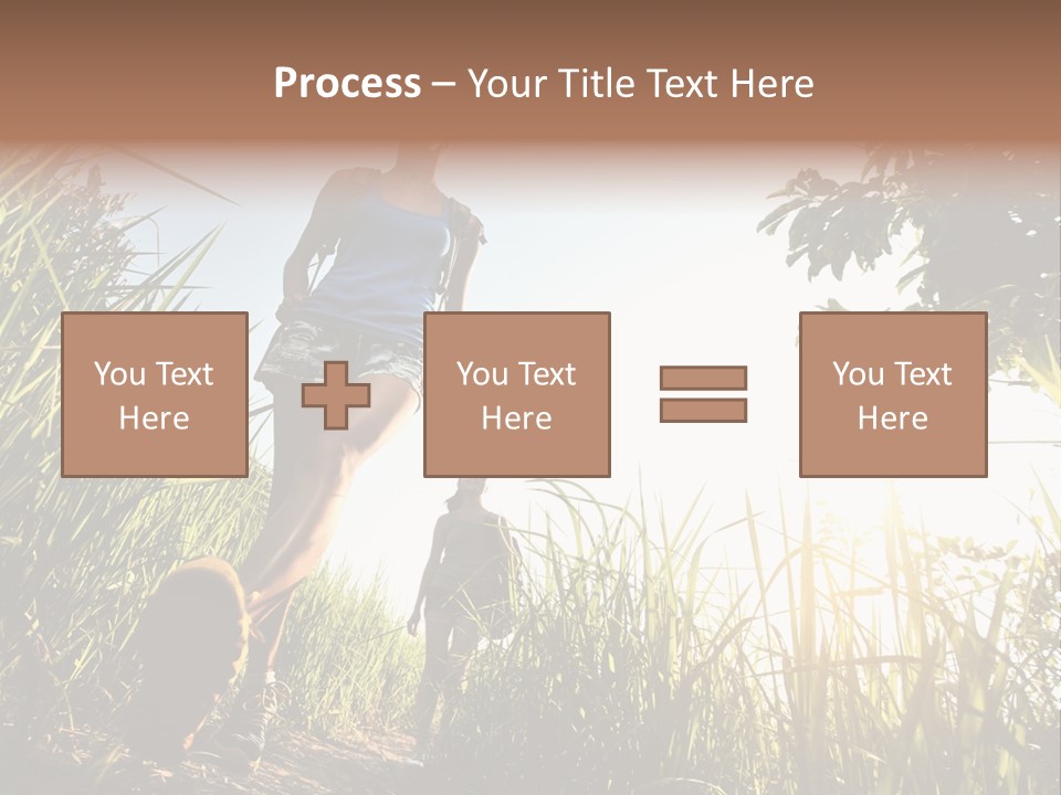 A Couple Of People That Are Walking In The Grass PowerPoint Template