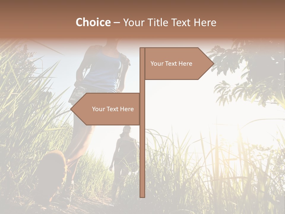 A Couple Of People That Are Walking In The Grass PowerPoint Template
