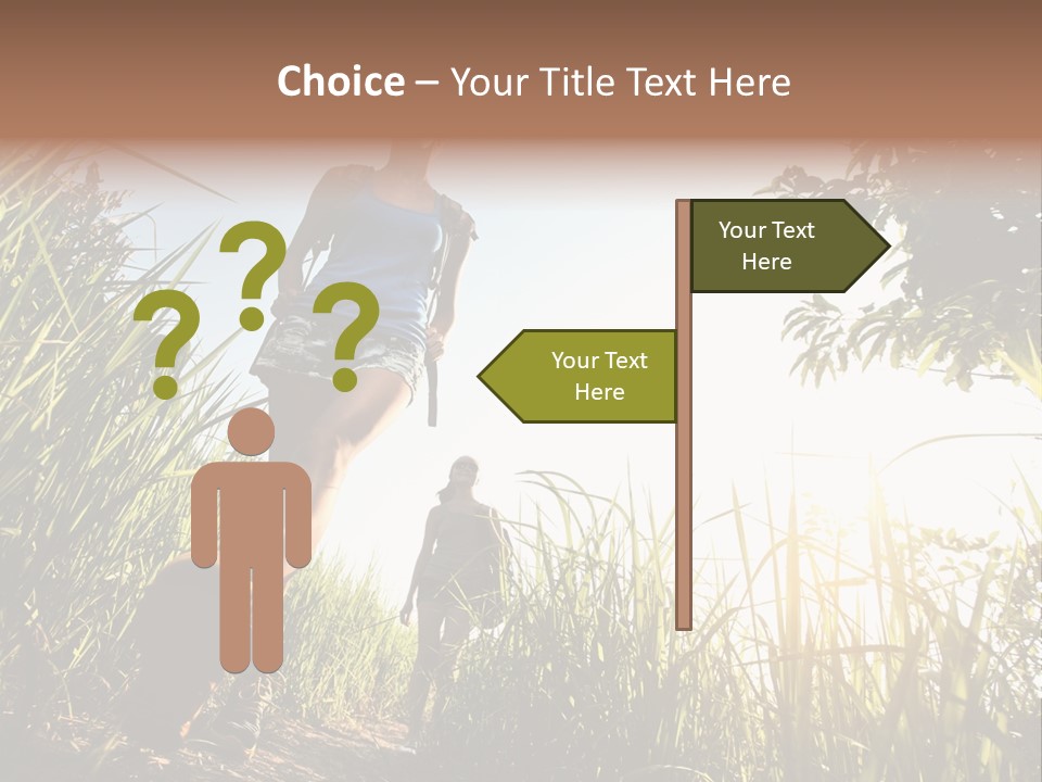 A Couple Of People That Are Walking In The Grass PowerPoint Template