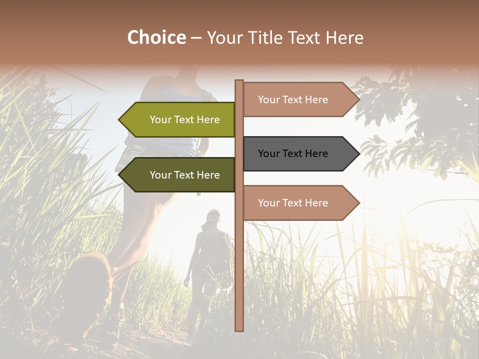 A Couple Of People That Are Walking In The Grass PowerPoint Template