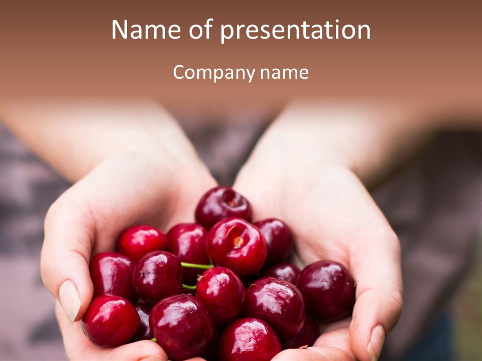 A Person Holding A Bunch Of Cherries In Their Hands PowerPoint Template