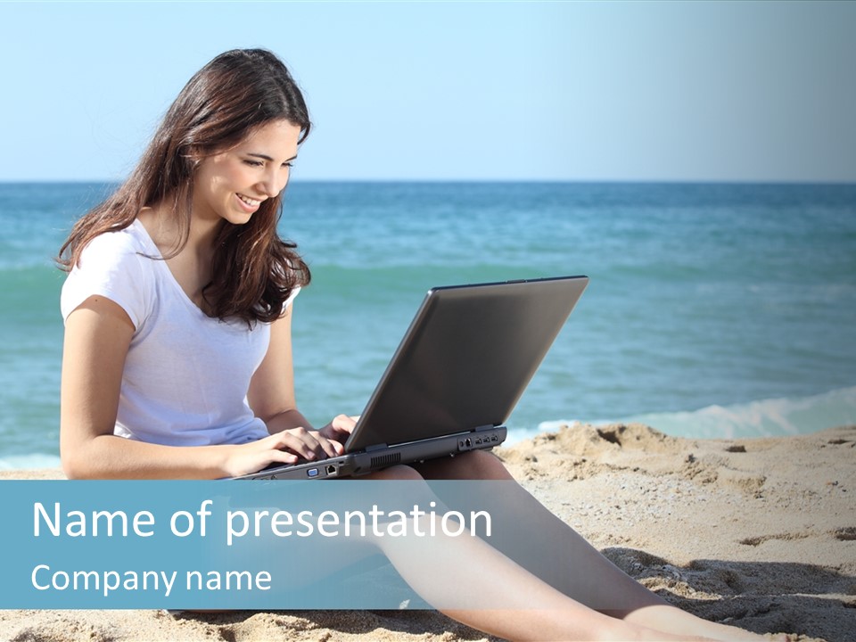 Sitting Beach People PowerPoint Template