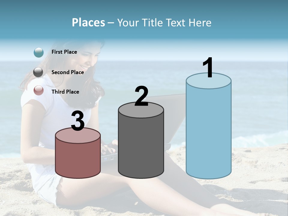 Sitting Beach People PowerPoint Template