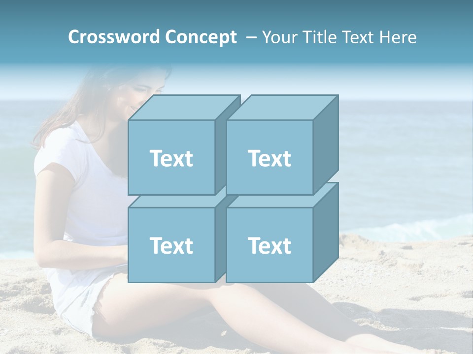 Sitting Beach People PowerPoint Template