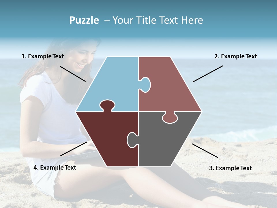 Sitting Beach People PowerPoint Template