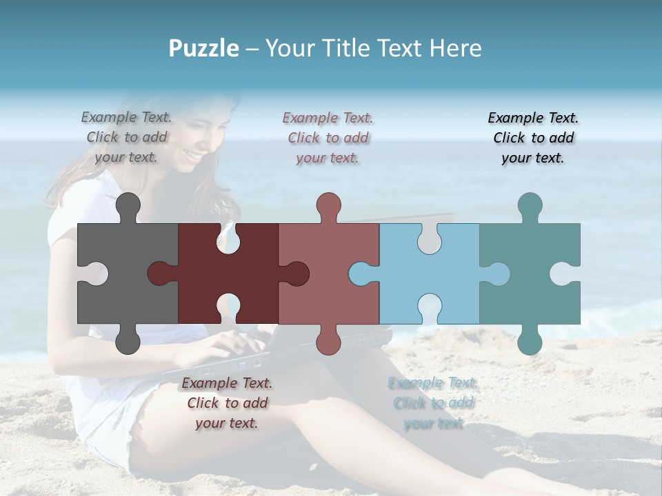 Sitting Beach People PowerPoint Template