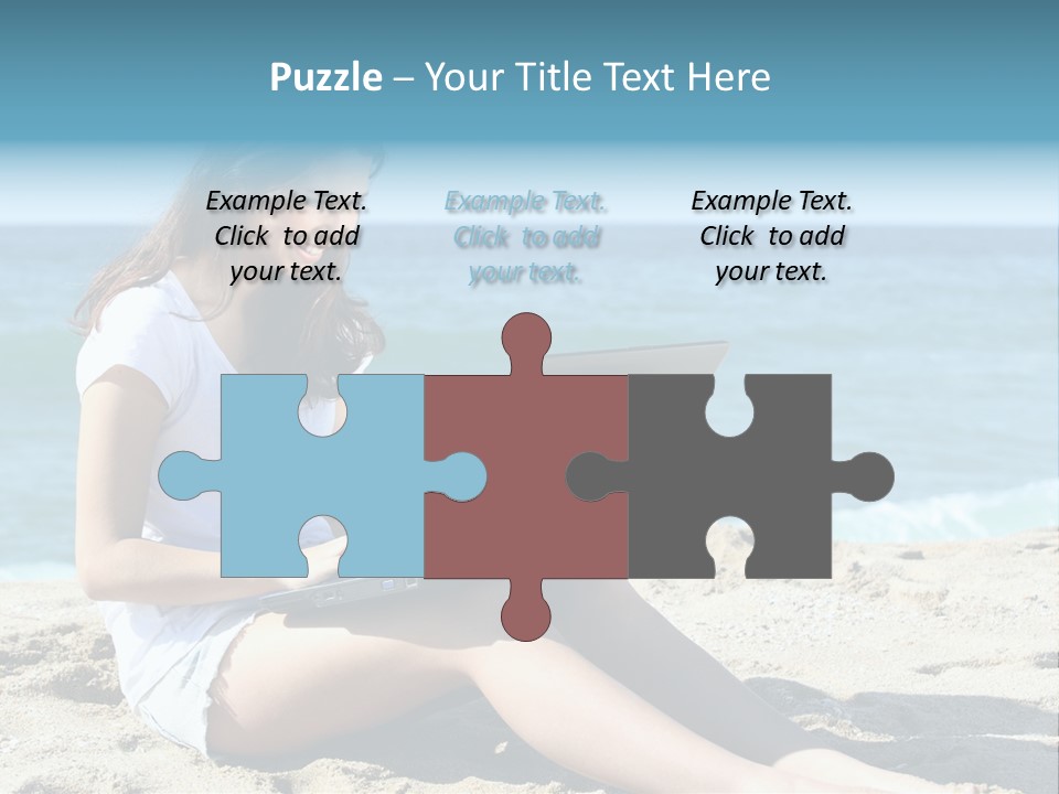 Sitting Beach People PowerPoint Template