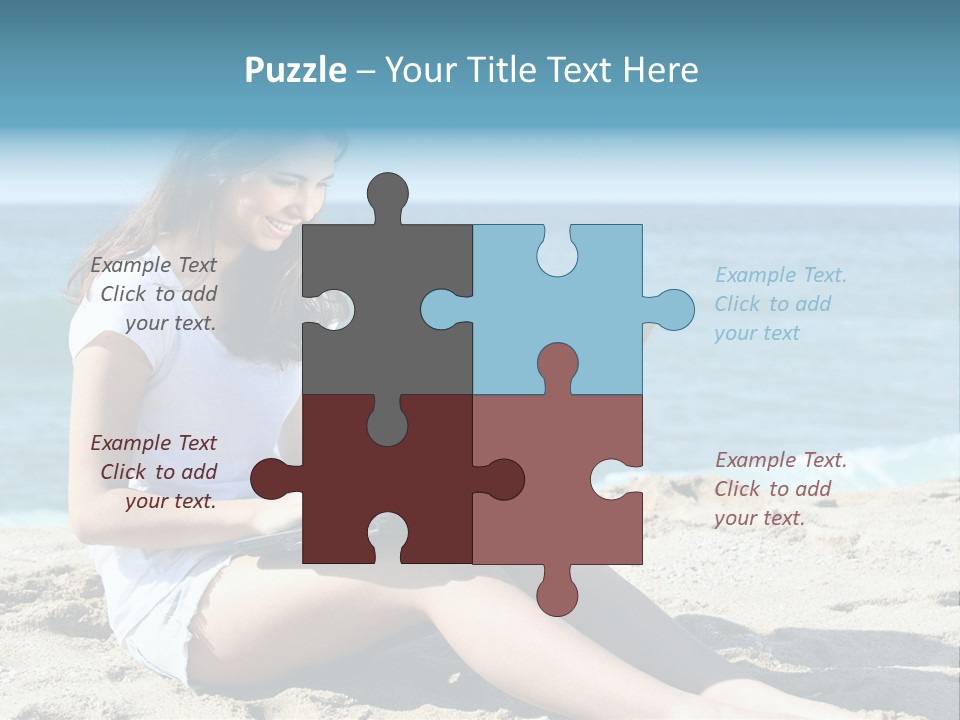 Sitting Beach People PowerPoint Template