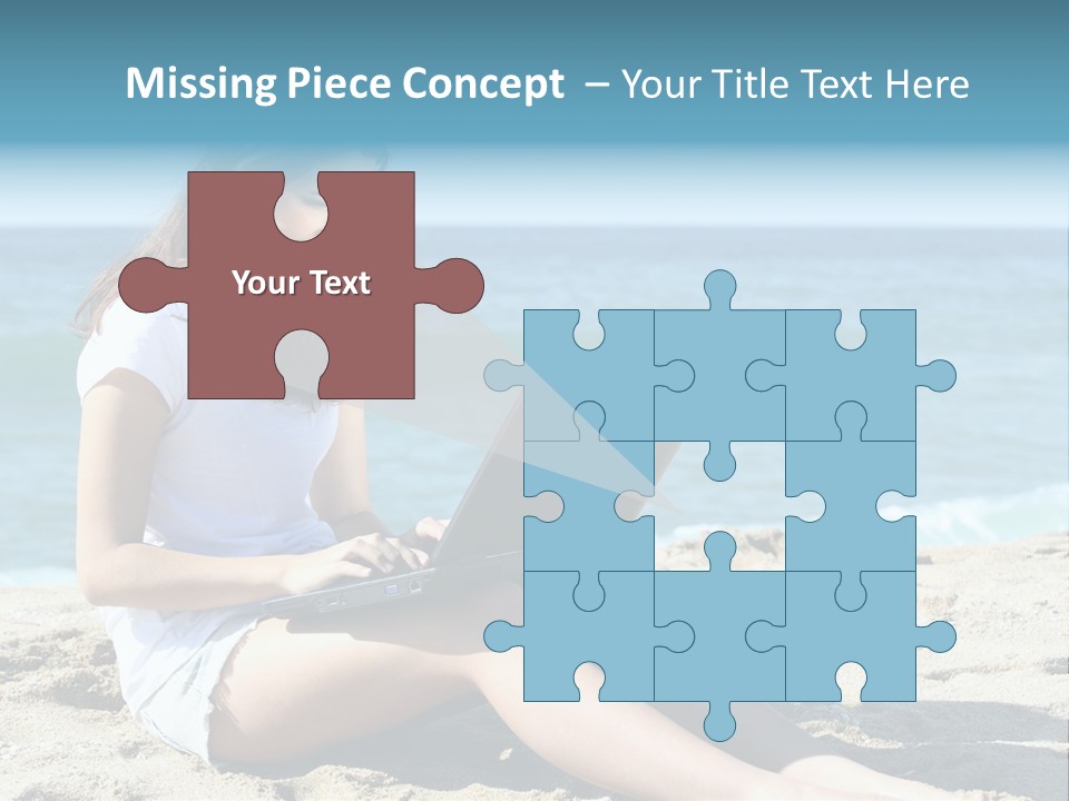 Sitting Beach People PowerPoint Template