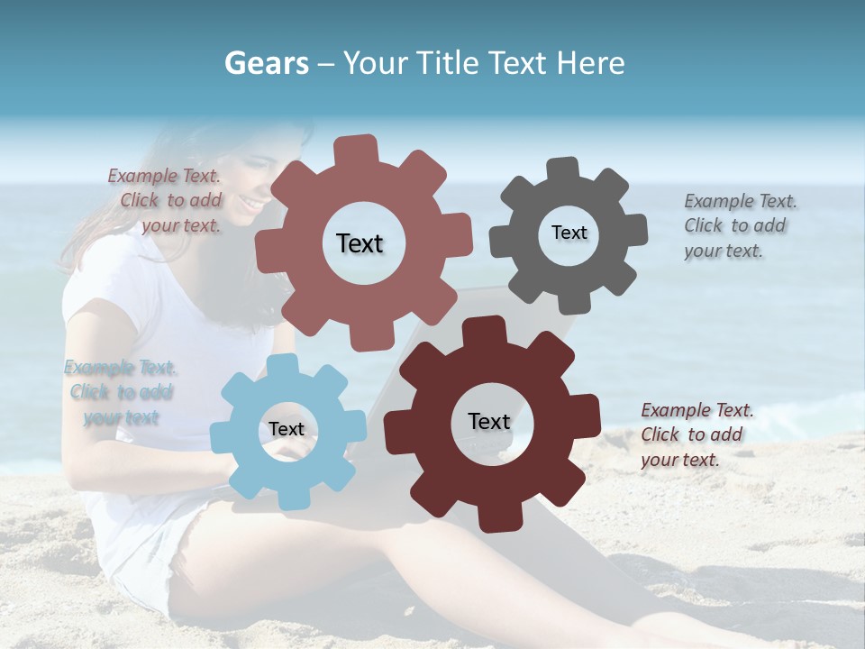 Sitting Beach People PowerPoint Template