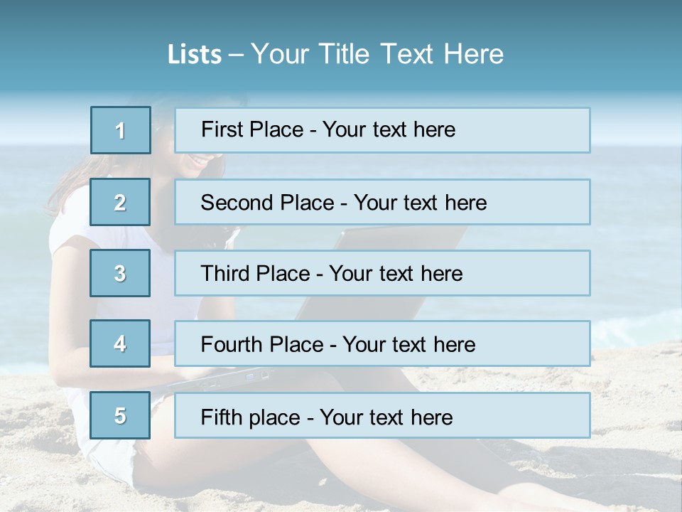 Sitting Beach People PowerPoint Template