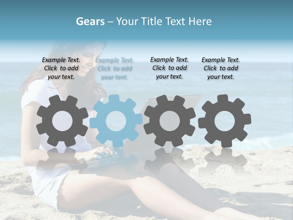 Sitting Beach People PowerPoint Template