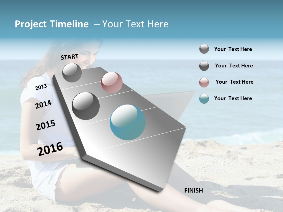 Sitting Beach People PowerPoint Template