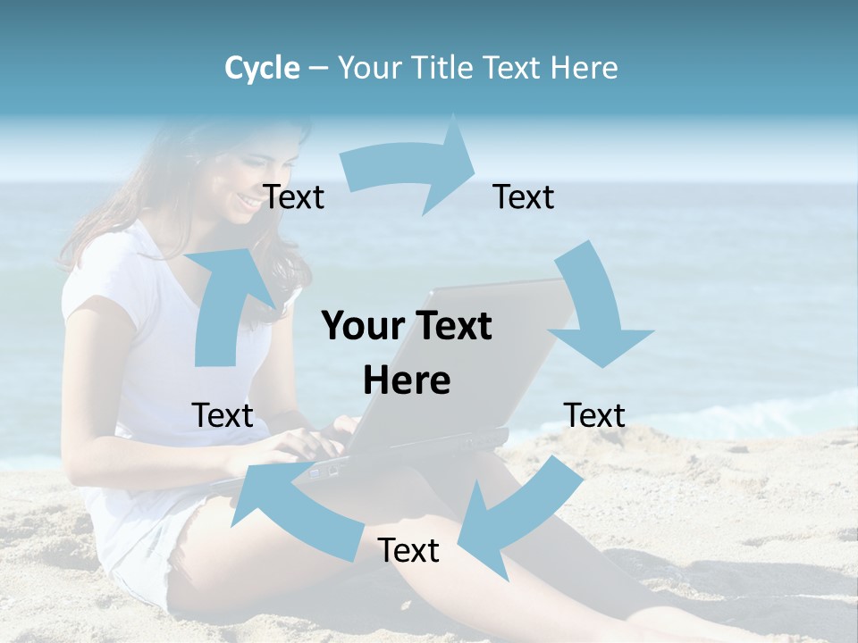 Sitting Beach People PowerPoint Template