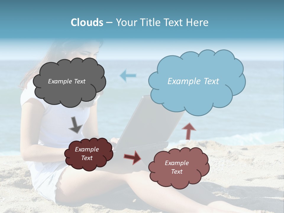 Sitting Beach People PowerPoint Template