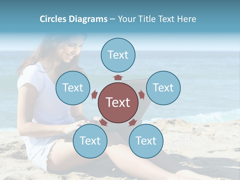 Sitting Beach People PowerPoint Template