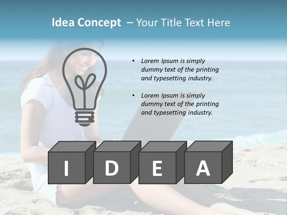 Sitting Beach People PowerPoint Template
