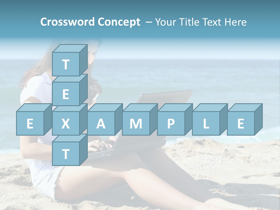 Sitting Beach People PowerPoint Template