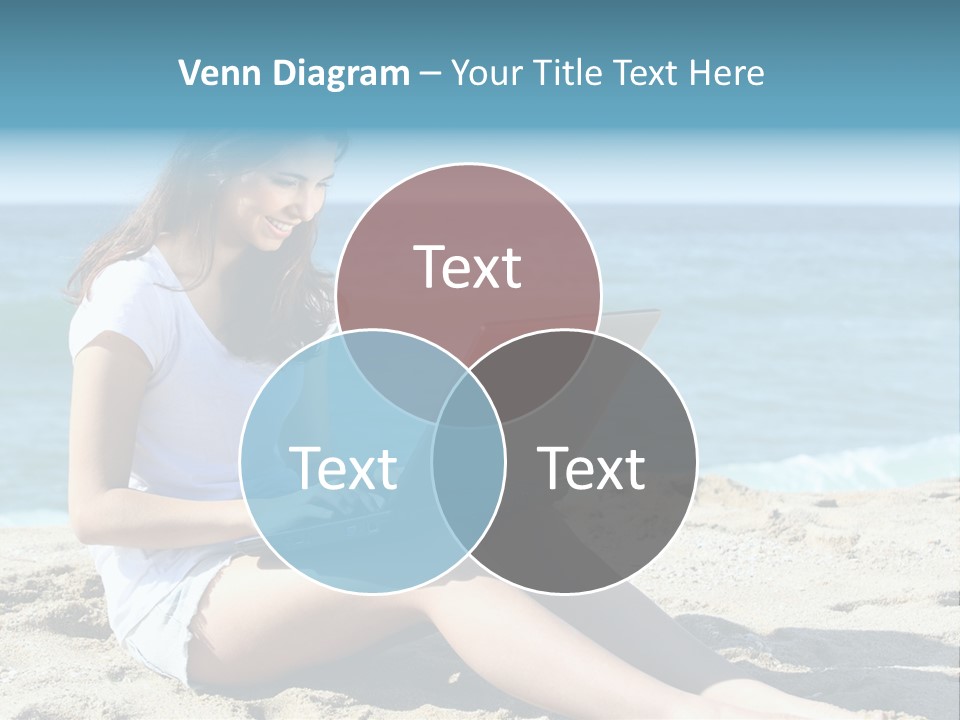 Sitting Beach People PowerPoint Template