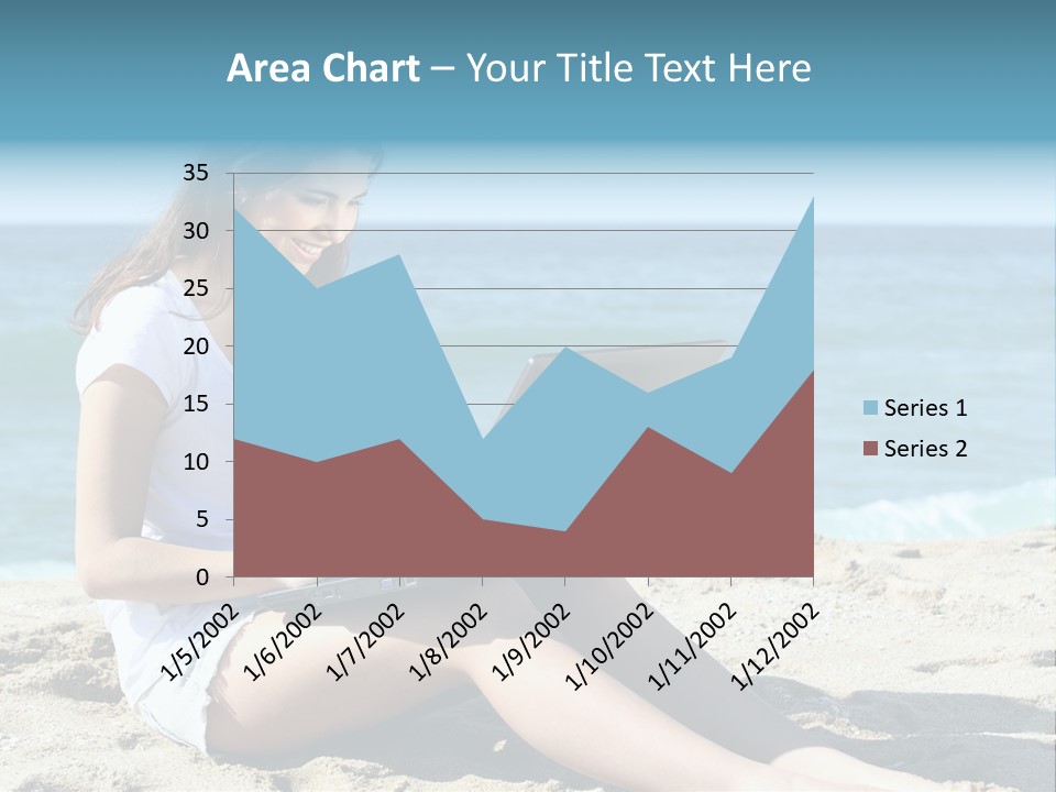 Sitting Beach People PowerPoint Template