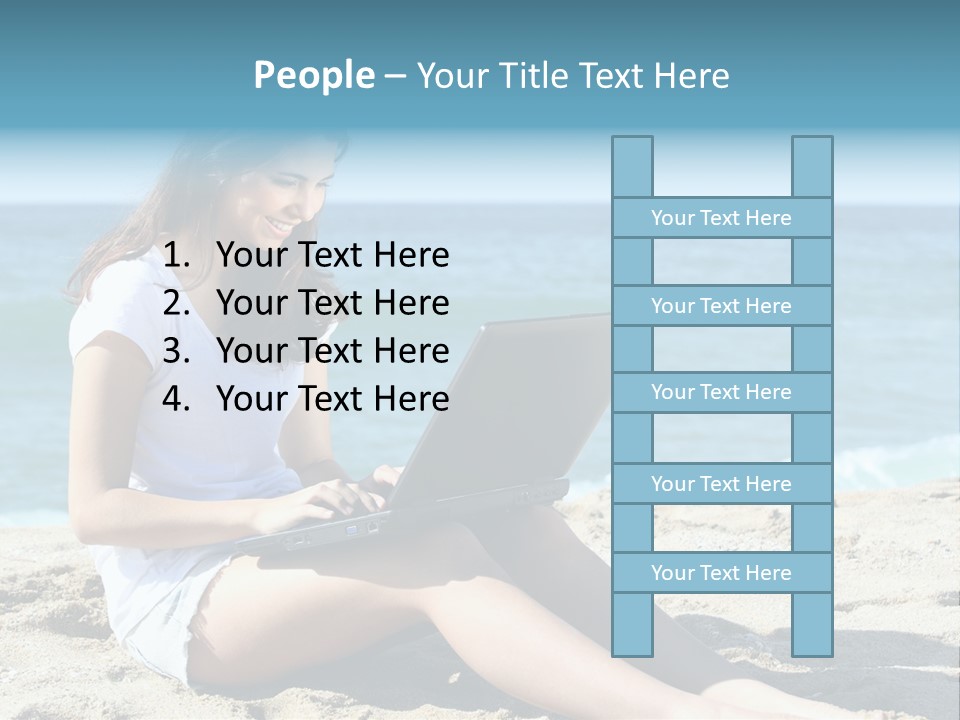 Sitting Beach People PowerPoint Template