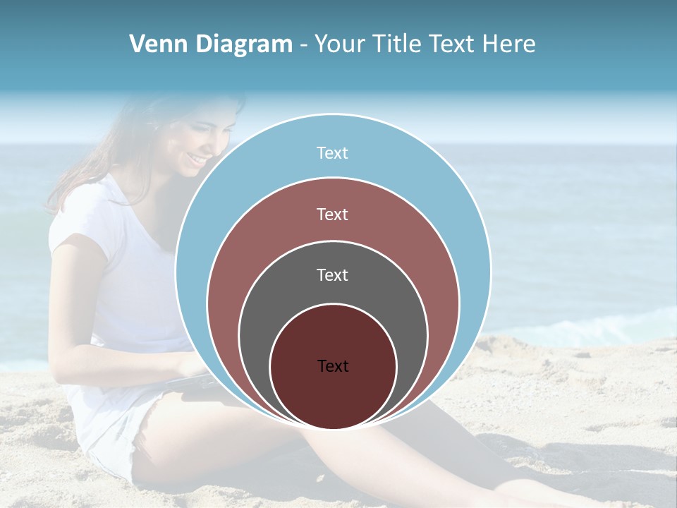 Sitting Beach People PowerPoint Template