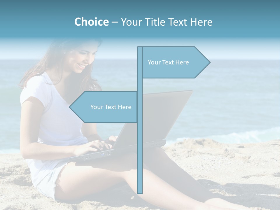 Sitting Beach People PowerPoint Template
