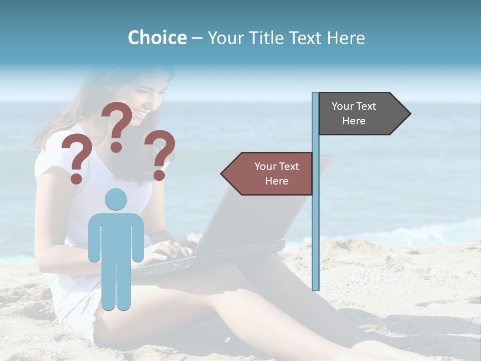 Sitting Beach People PowerPoint Template