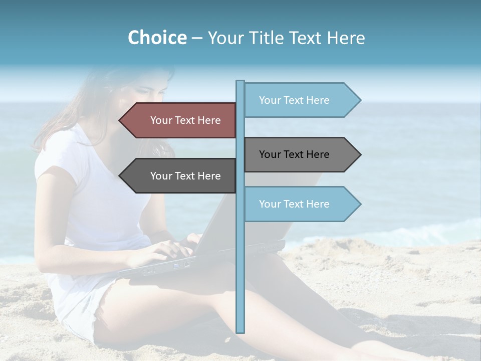 Sitting Beach People PowerPoint Template