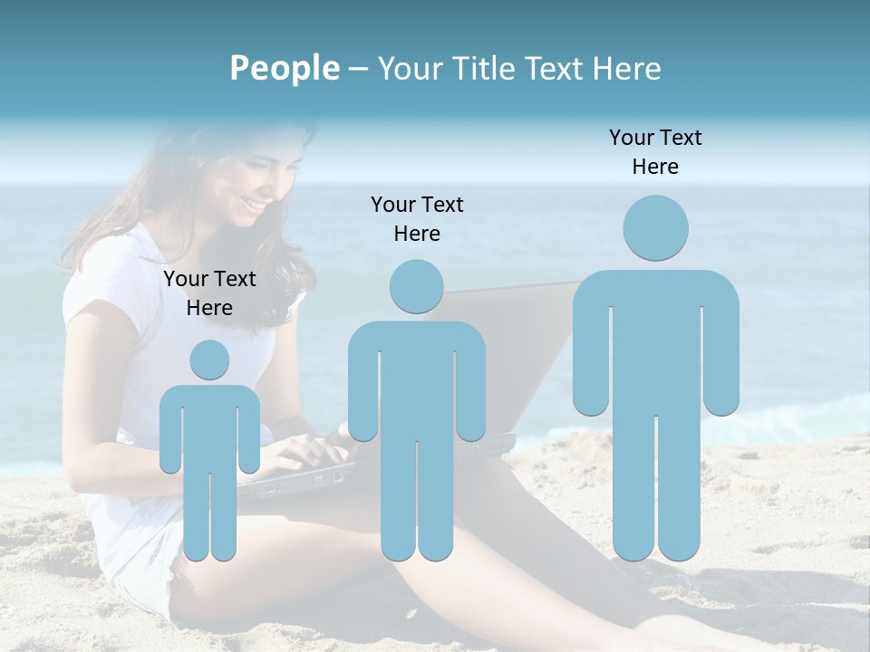 Sitting Beach People PowerPoint Template