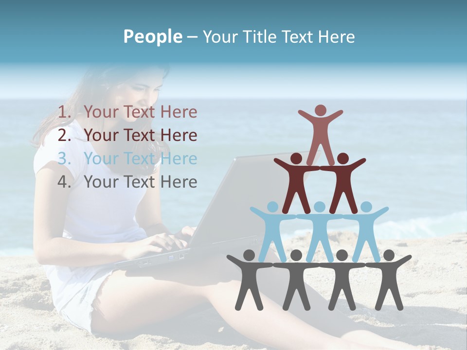 Sitting Beach People PowerPoint Template