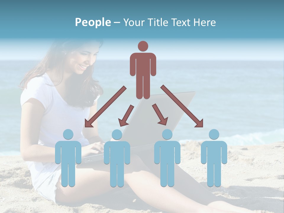 Sitting Beach People PowerPoint Template