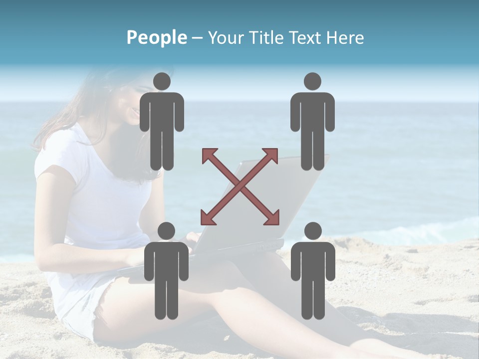 Sitting Beach People PowerPoint Template