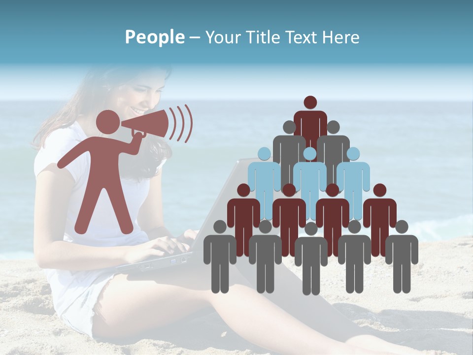Sitting Beach People PowerPoint Template