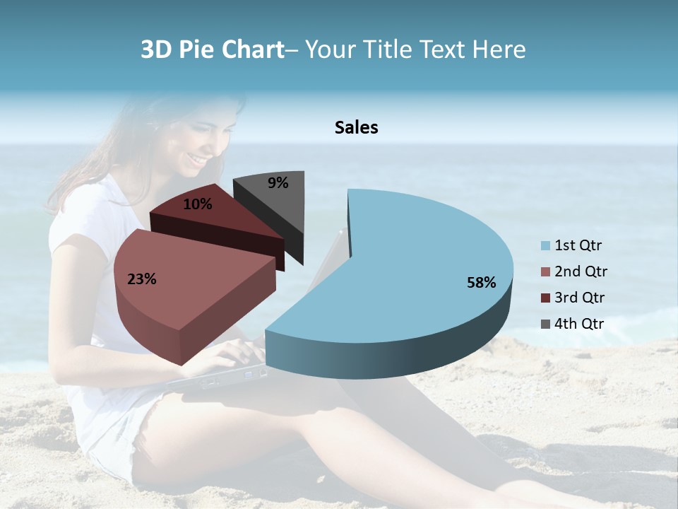 Sitting Beach People PowerPoint Template