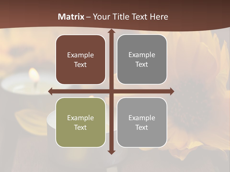 Three Candles With Yellow Flowers On A Wooden Table PowerPoint Template