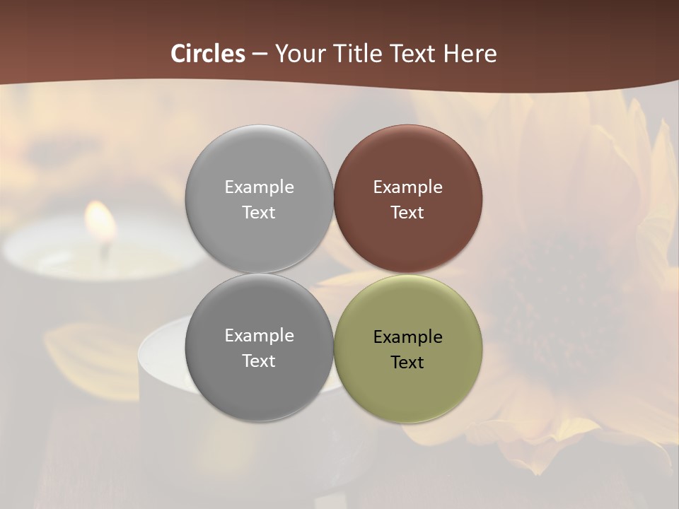 Three Candles With Yellow Flowers On A Wooden Table PowerPoint Template