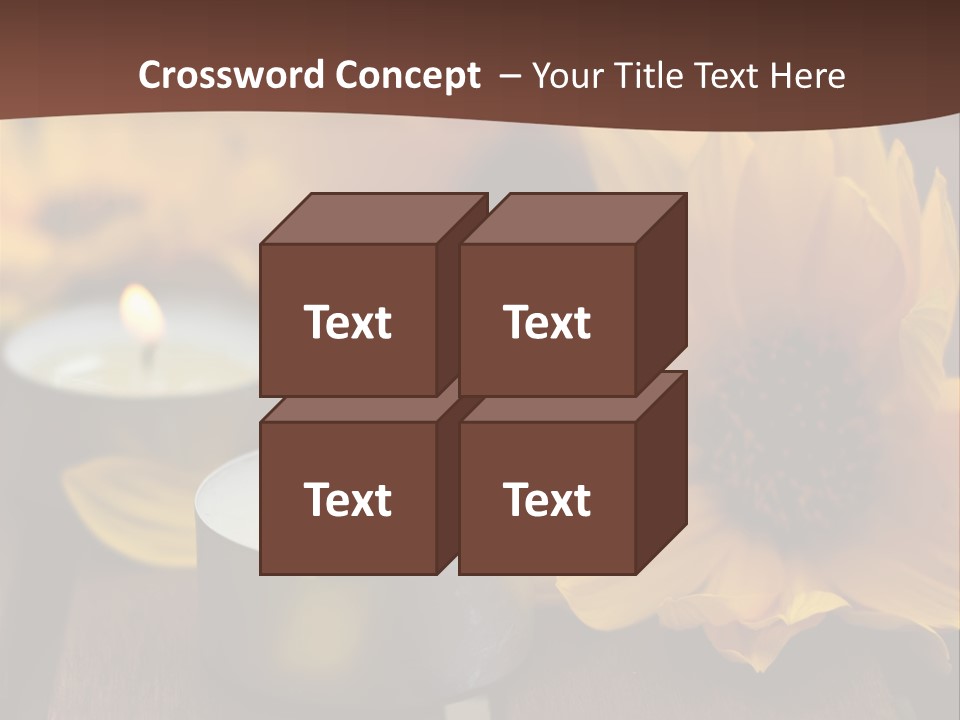 Three Candles With Yellow Flowers On A Wooden Table PowerPoint Template