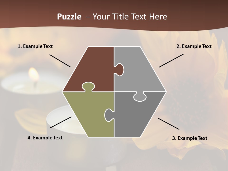 Three Candles With Yellow Flowers On A Wooden Table PowerPoint Template