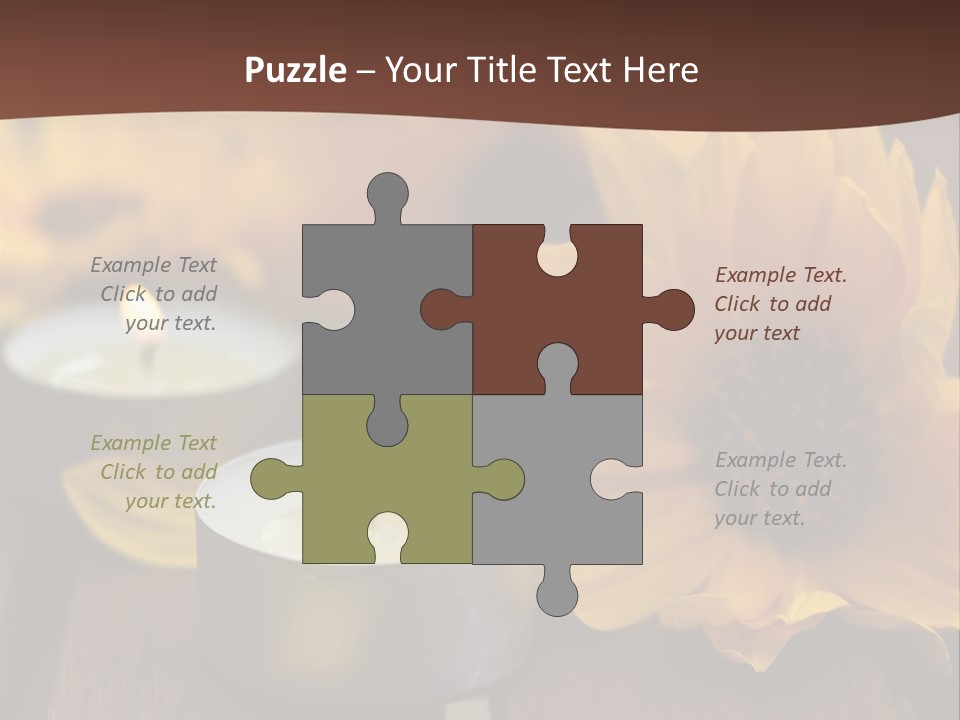 Three Candles With Yellow Flowers On A Wooden Table PowerPoint Template