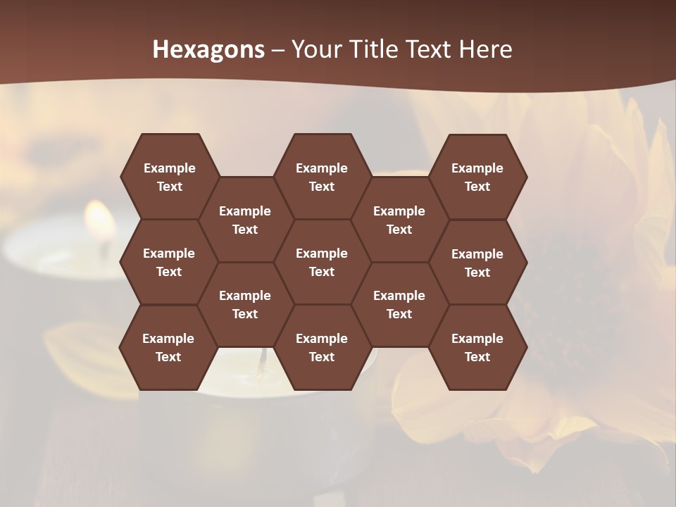 Three Candles With Yellow Flowers On A Wooden Table PowerPoint Template