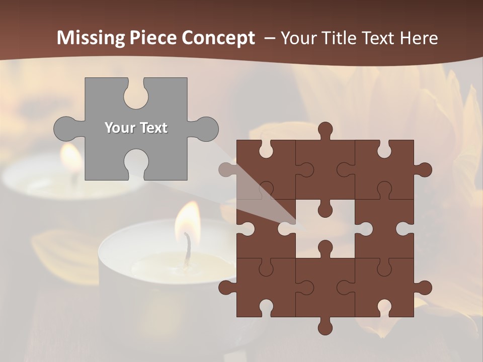 Three Candles With Yellow Flowers On A Wooden Table PowerPoint Template