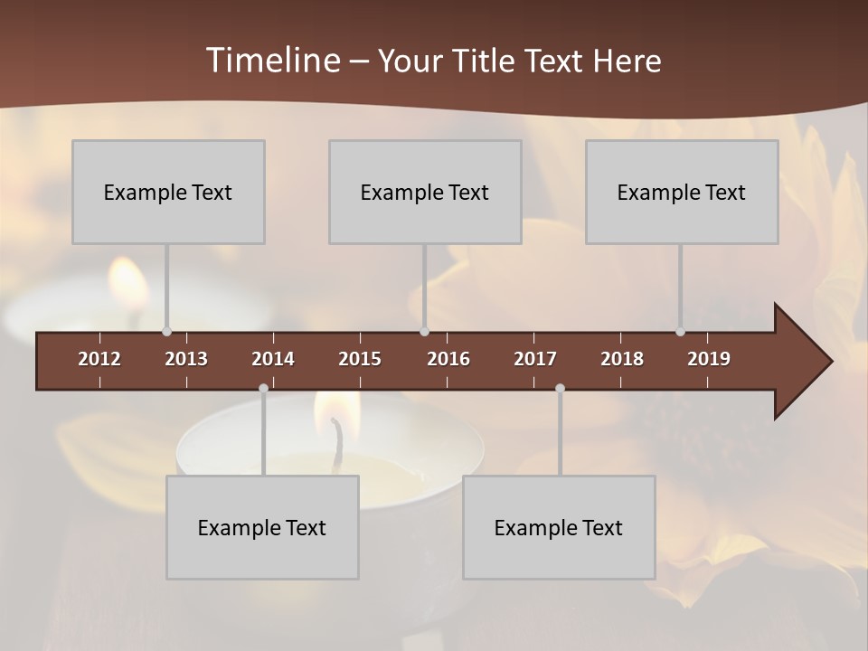 Three Candles With Yellow Flowers On A Wooden Table PowerPoint Template