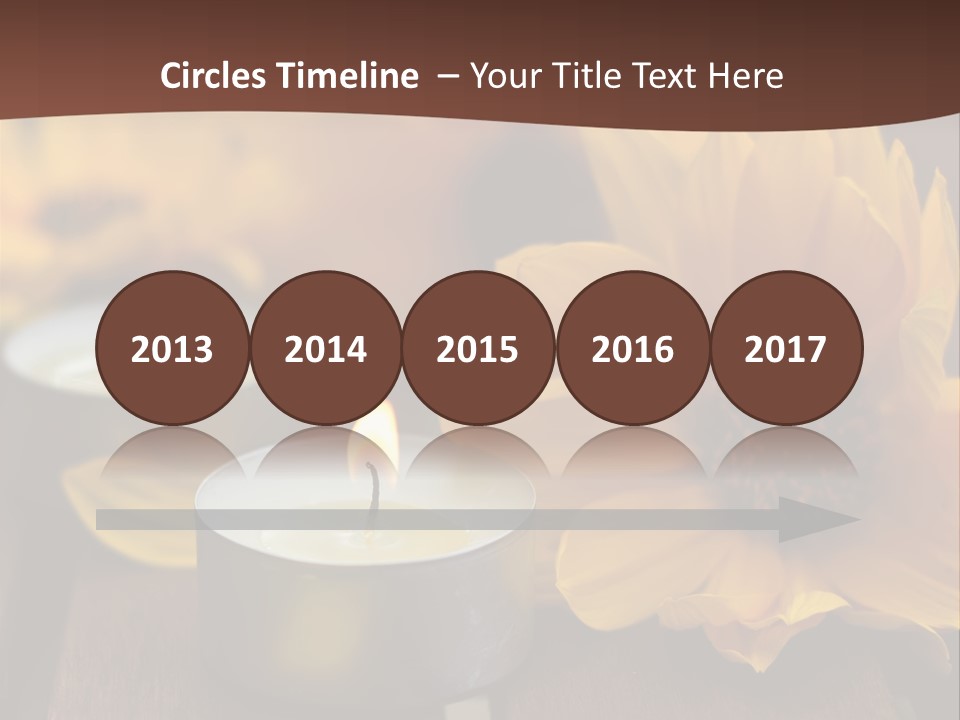 Three Candles With Yellow Flowers On A Wooden Table PowerPoint Template