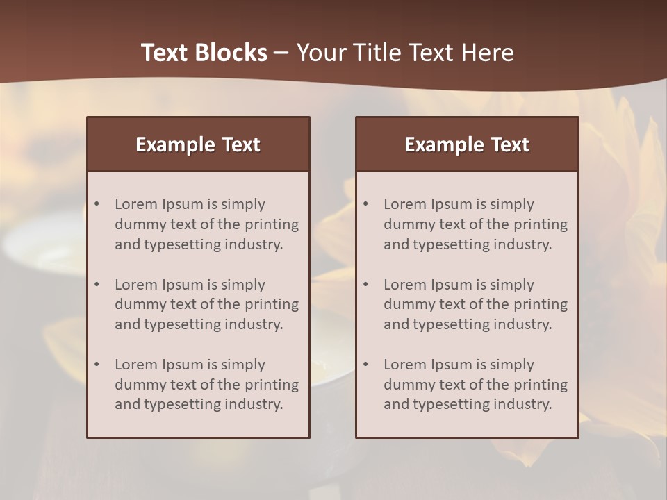 Three Candles With Yellow Flowers On A Wooden Table PowerPoint Template