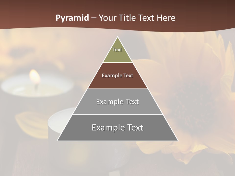 Three Candles With Yellow Flowers On A Wooden Table PowerPoint Template