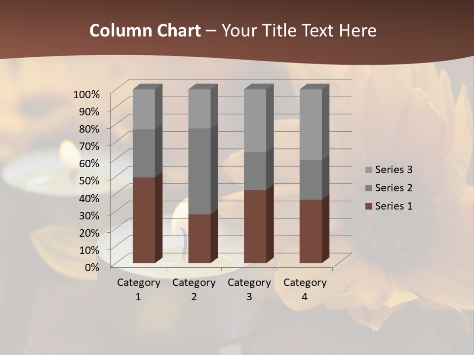 Three Candles With Yellow Flowers On A Wooden Table PowerPoint Template