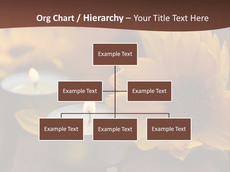 Three Candles With Yellow Flowers On A Wooden Table PowerPoint Template